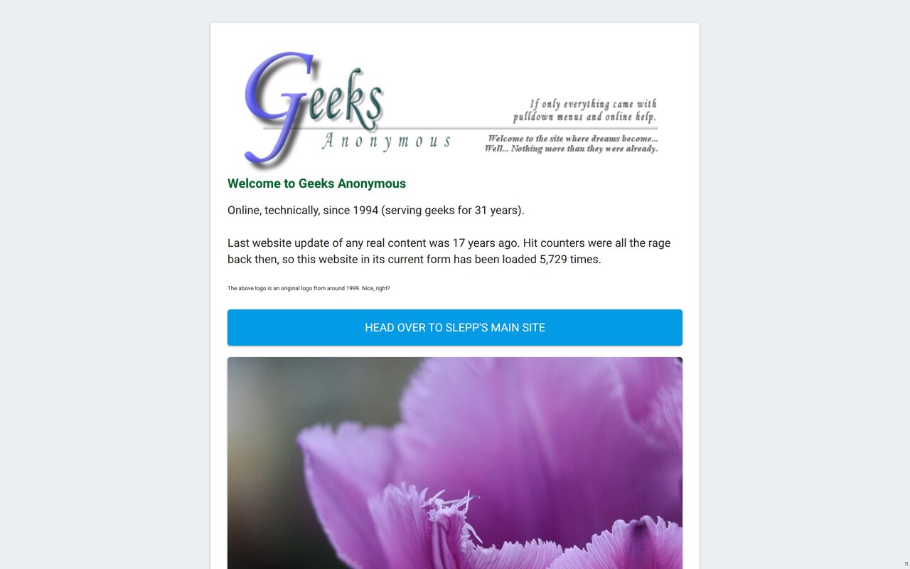 Screenshot of Geeks Anonymous